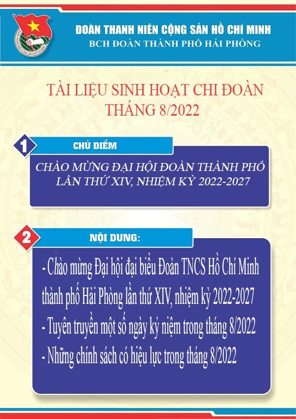 Tài liệu sinh hoạt chi đoàn tháng 08/2022