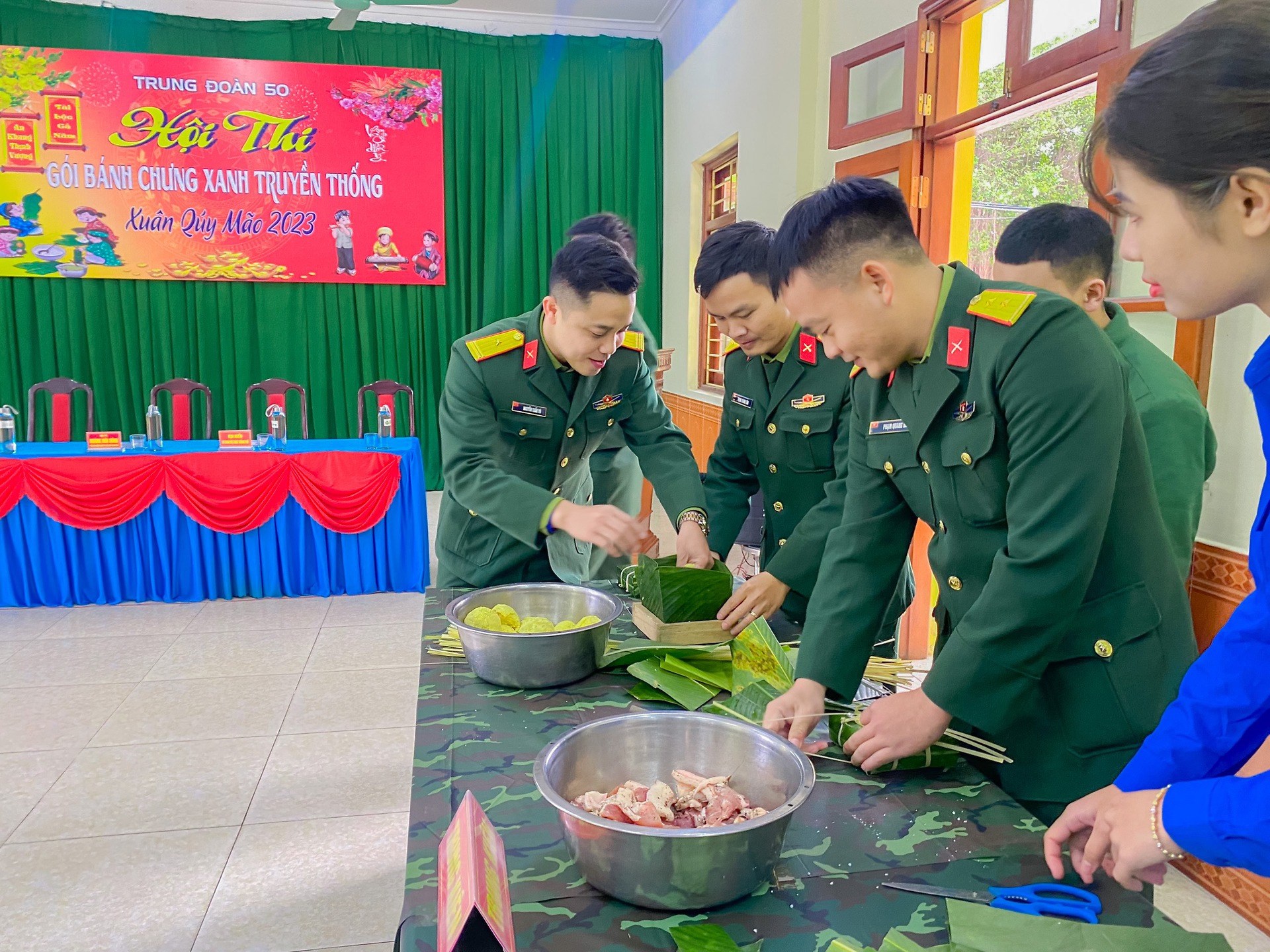 HỘI THI GÓI BÁNH CHƯNG TRUYỀN THỐNG CỦA ĐOÀN CƠ SỞ TRUNG ĐOÀN 50 – BỘ CHQS THÀNH PHỐ