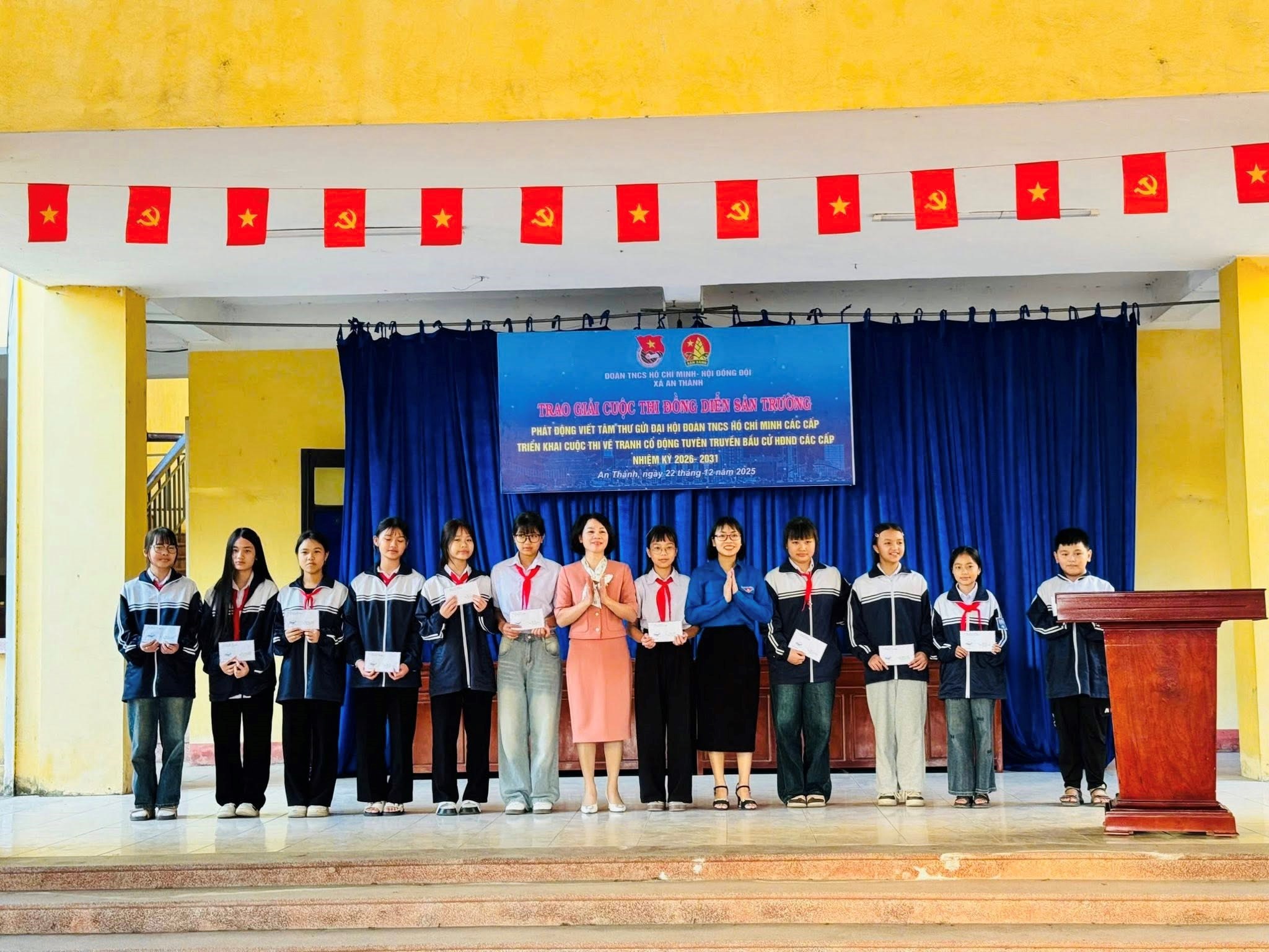 Đoàn xã An Thành: Trao giải Đồng diễn sân trường; phát động viết tâm thư gửi Đại hội Đoàn các cấp và triển khai Kế hoạch Vẽ tranh cổ động tuyên truyền bầu cử HĐND nhiệm kỳ 2026-2031