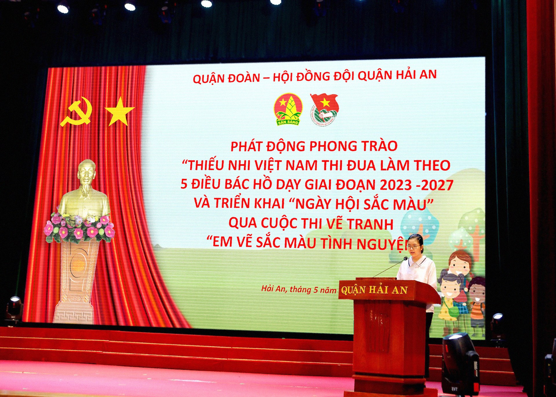 Quận đoàn Hải An: Phát động phong trào "Thiếu nhi Việt Nam thi đua làm việc theo 5 điều Bác Hồ dạy giai đoạn 2023-2027" và triển khai "Ngày hội sắc màu" qua cuộc thi vẽ tranh "Em vẽ sắc màu tình nguyện"