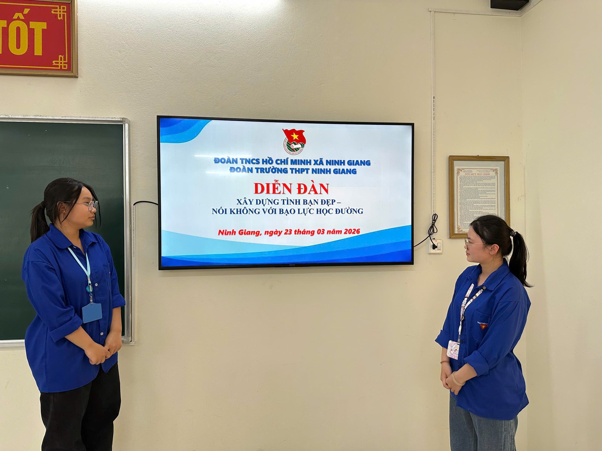TRƯỜNG THPT NINH GIANG TỔ CHỨC DIỄN ĐÀN XÂY DỰNG TÌNH BẠN ĐẸP - NÓI KHÔNG VỚI BẠO LỰC HỌC ĐƯỜNG