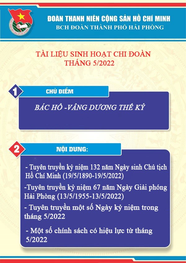 Tài liệu sinh hoạt chi đoàn tháng 5/2022