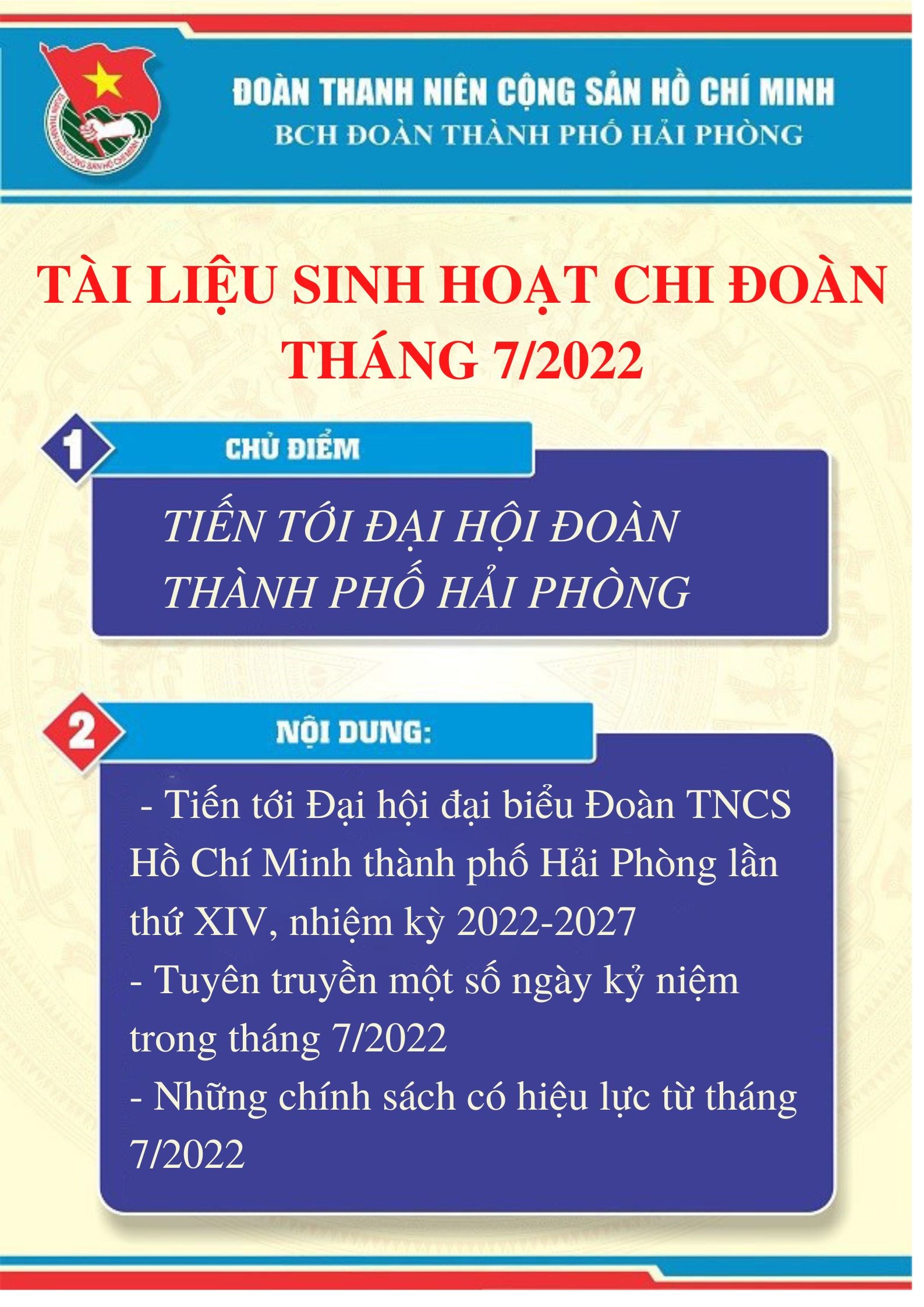 Tài liệu sinh hoạt chi đoàn tháng 7/2022