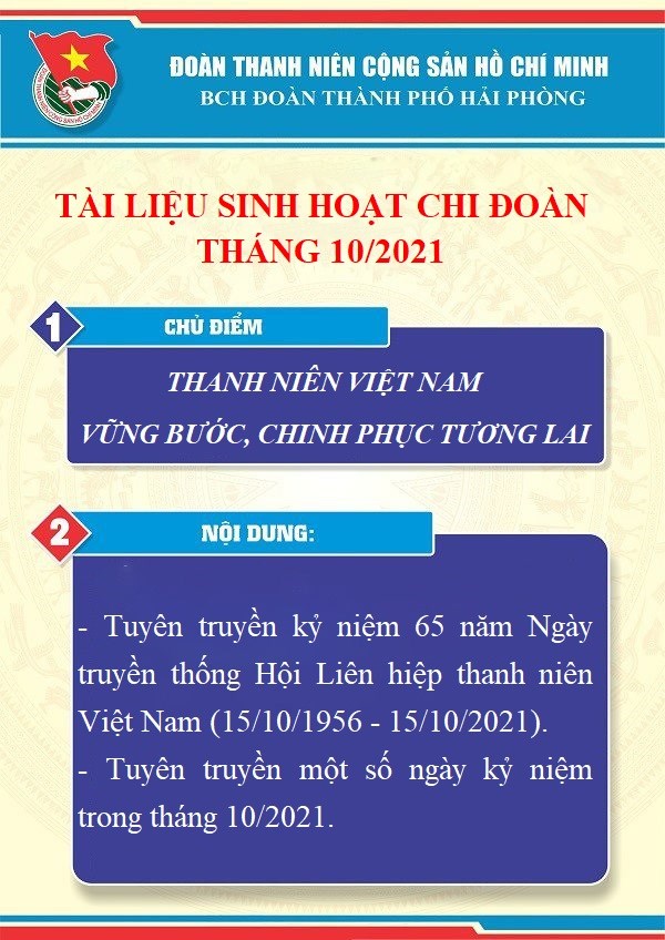 Tài liệu sinh hoạt chi đoàn tháng 10/2021