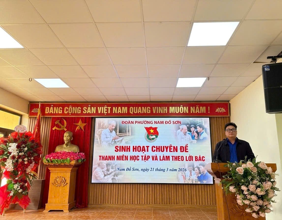 Hưởng ứng Tháng Thanh niên 2026: Đoàn phường Nam Đồ Sơn tổ chức Sinh hoạt chuyên đề "Thanh niên học tập và làm theo lời Bác"