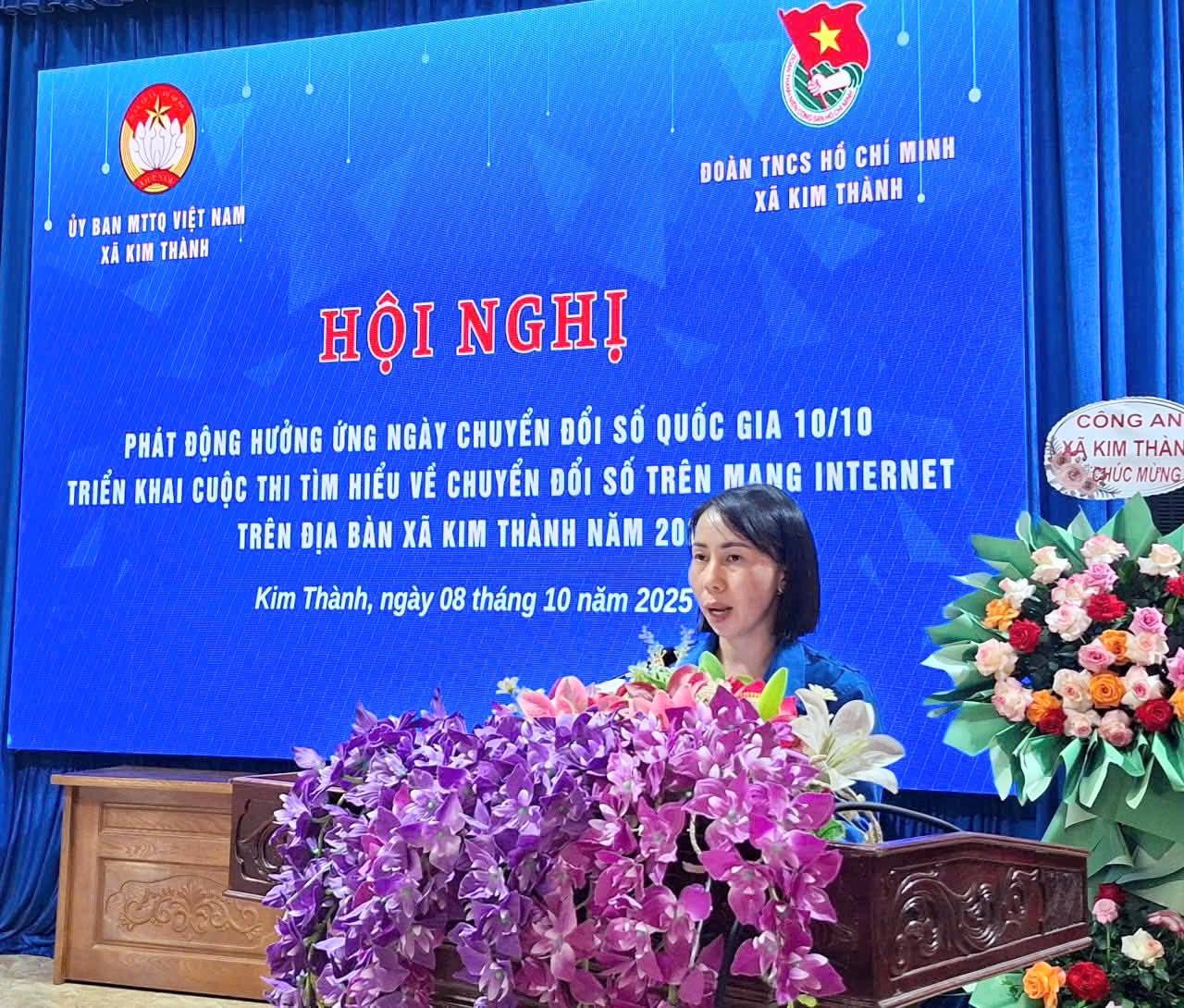 ĐOÀN THANH NIÊN XÃ PHỐI HỢP TỔ CHỨC HỘI NGHỊ PHÁT ĐỘNG CHUYỂN ĐỔI SỐ QUỐC GIA 10/10 TẠI XÃ KIM THÀNH.