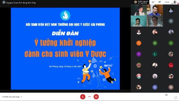 Hội Sinh viên Trường Đại học Y Dược Hải Phòng tổ chức Diễn đàn trực tuyến “Ý tưởng khởi nghiệp dành cho sinh viên Y Dược”