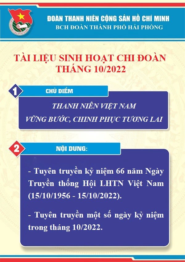 Tài liệu sinh hoạt chi đoàn tháng 10/2022