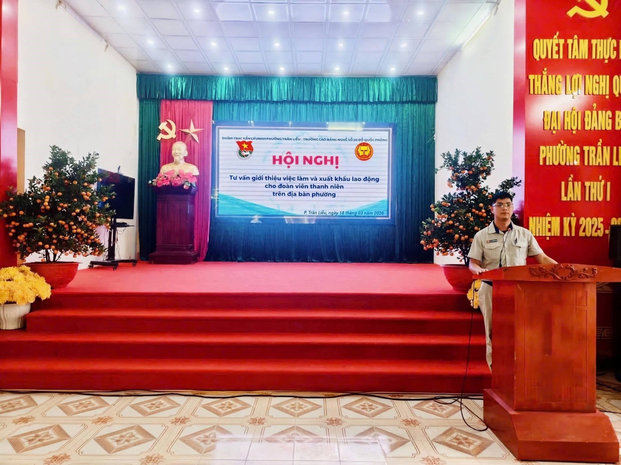 ĐOÀN PHƯỜNG TRẦN LIỄU PHỐI HỢP VỚI TRƯỜNG CAO ĐẲNG NGHỀ SỐ 20 BỘ QUỐC PHÒNG  TỔ CHỨC TƯ VẤN, GIỚI THIỆU VIỆC LÀM CHO ĐOÀN VIÊN THANH NIÊN
