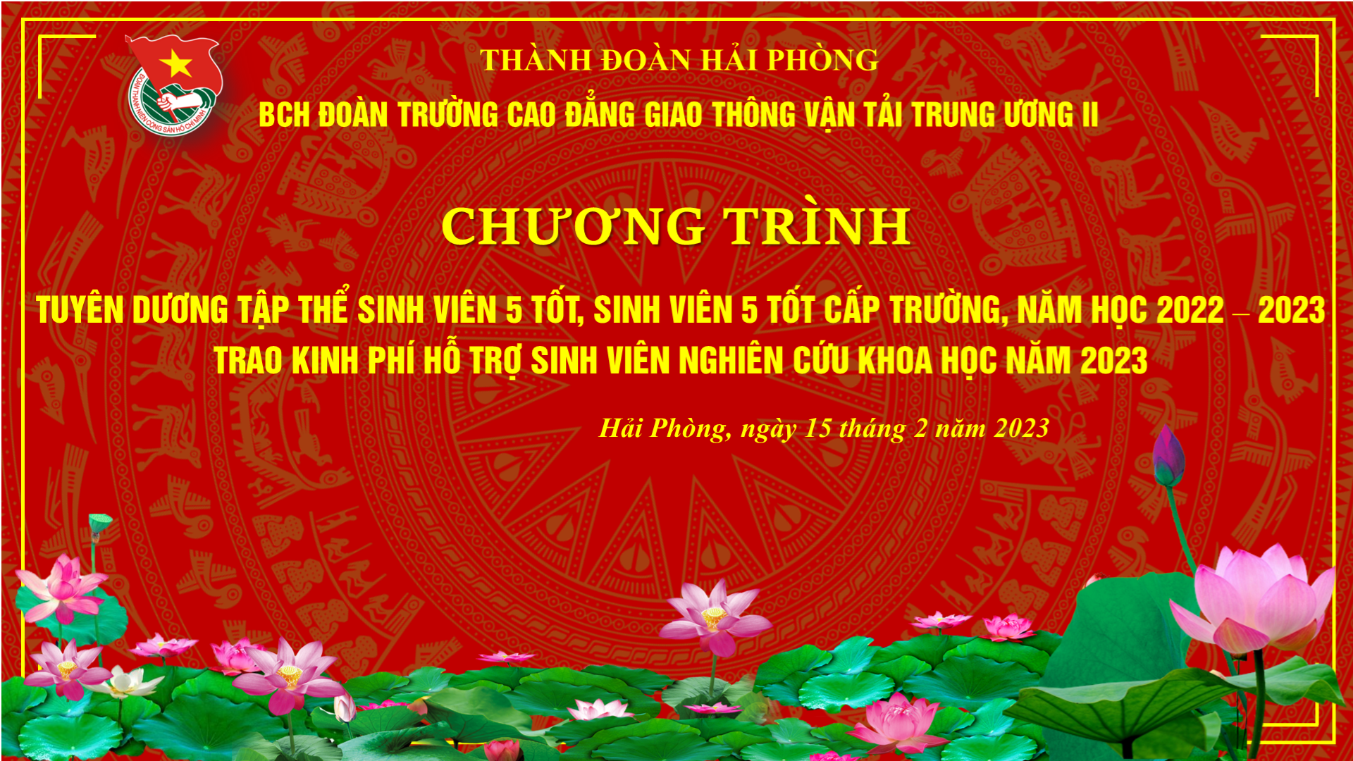 TUYÊN DƯƠNG TẬP THỂ "SINH VIÊN 5 TỐT", SINH VIÊN 5 TỐT CẤP TRƯỜNG NĂM HỌC 2022 - 2023, TRAO KINH PHÍ HỖ TRỢ SINH VIÊN NGHIÊN CỨU KHOA HỌC NĂM 2023