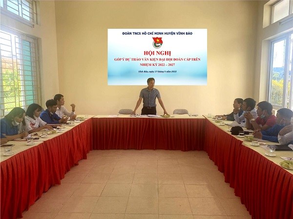 Đoàn TNCS Hồ Chí Minh huyện Vĩnh Bảo triển khai đồng loạt các Đoàn cơ sở tham gia đóng góp vào dự thảo văn kiện Đại hội Đoàn Thành phố lần thứ XIV và toàn quốc lần thứ XII