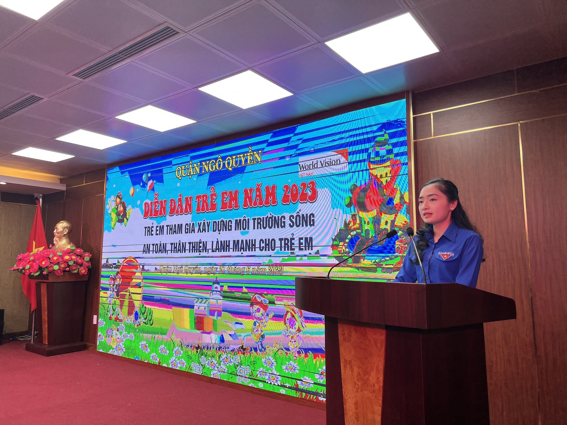 Tổ chức Diễn đàn trẻ em năm 2023 với chủ đề Trẻ em tham gia xây dựng môi trường sống an toàn, thân thiện, lành mạnh cho trẻ em, Tuyên truyền về Luật trẻ em, Luật Xâm hại trẻ em và Luật cố ý gây thương tích trong bạo lực học đường cho trẻ em