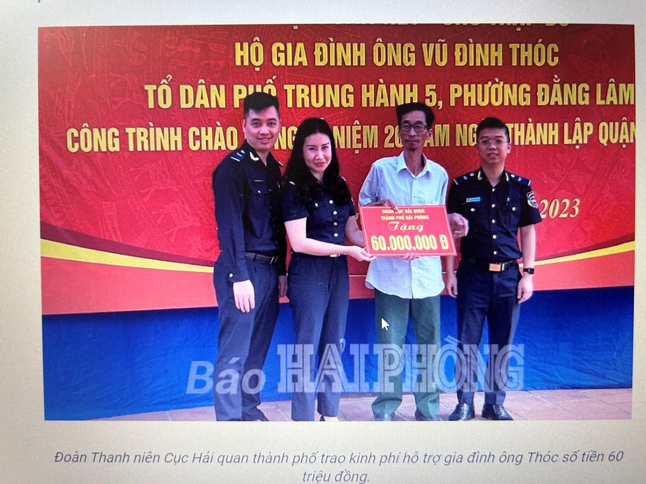 Công trình thanh niên “Hỗ trợ xây mới Nhà An sinh xã hội, Nhà Đại đoàn kết - Chữ thập đỏ” của Đoàn Cục Hải quan Hải Phòng