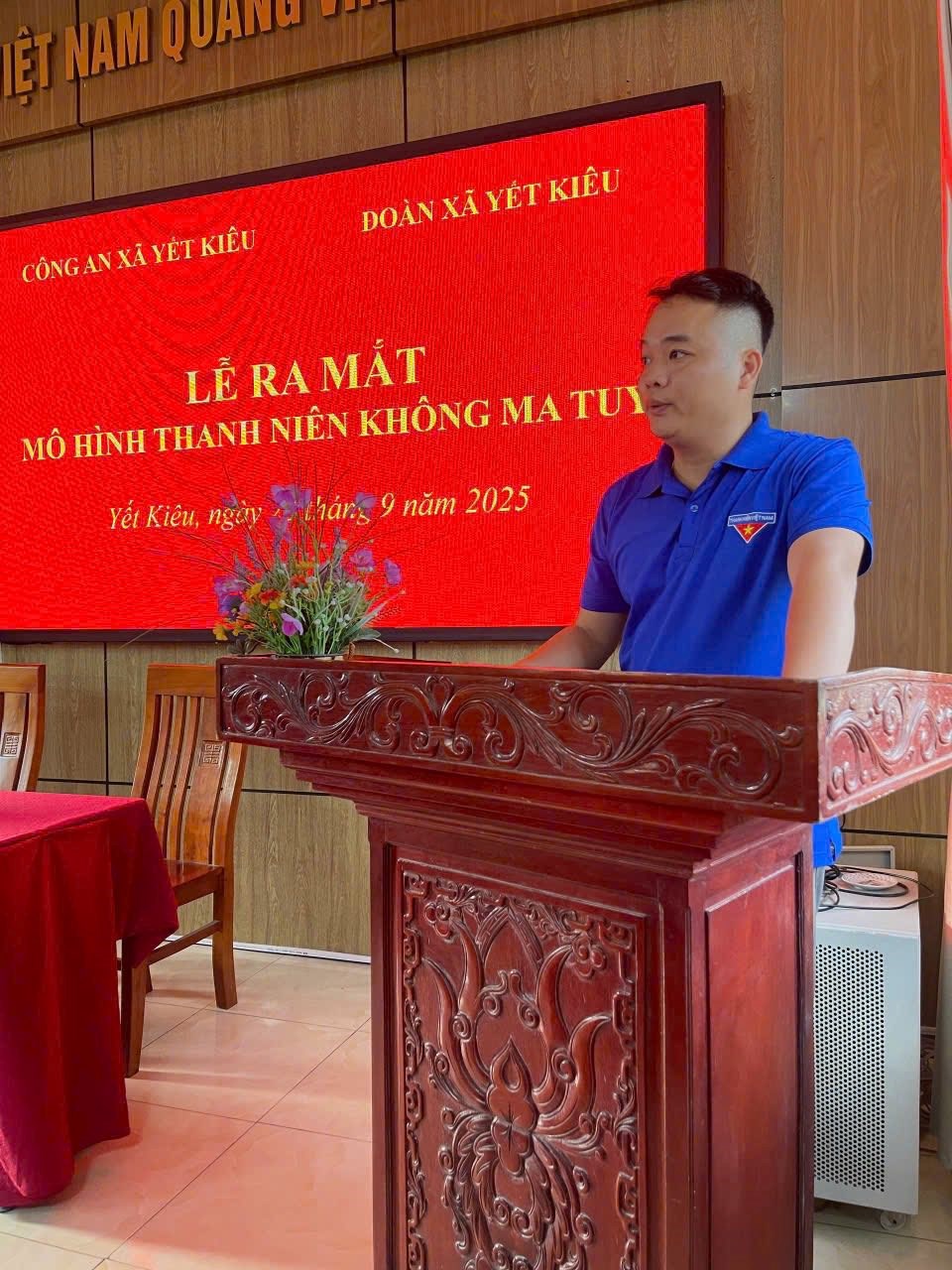 Công an xã Yết Kiêu phối hợp với Đoàn thanh niên xã ra mắt mô hình "Thanh niên không ma túy".