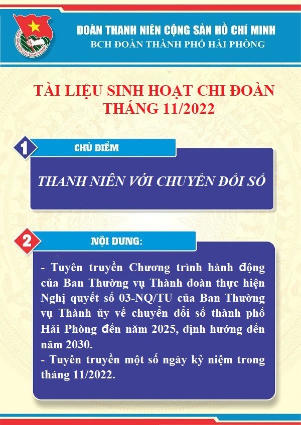 Tài liệu sinh hoạch chi đoàn tháng 11/2022