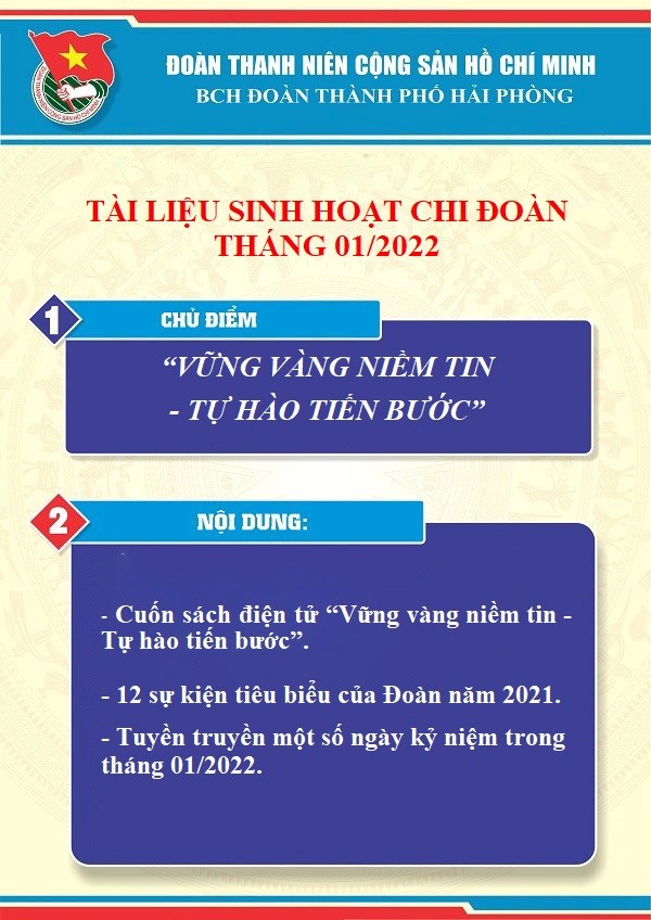 Tài liệu sinh hoạt chi đoàn tháng 01/2022