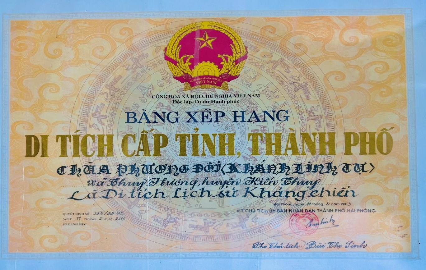 CHÙA PHƯƠNG ĐÔI, XÃ THỤY HƯƠNG, HUYỆN KIẾN THỤY