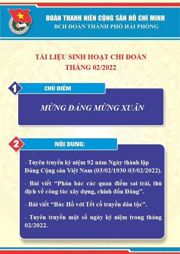 Tài liệu sinh hoạt chi đoàn tháng 02/2022