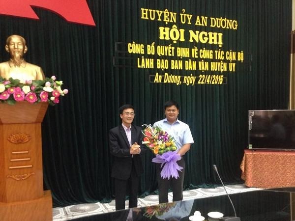 Công bố Quyết định điều động và bổ nhiệm Trưởng Ban Dân vận Huyện ủy An Dương