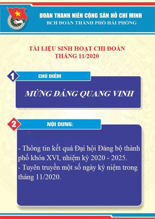 Tài liệu sinh hoạt chi đoàn tháng 11 năm 2020