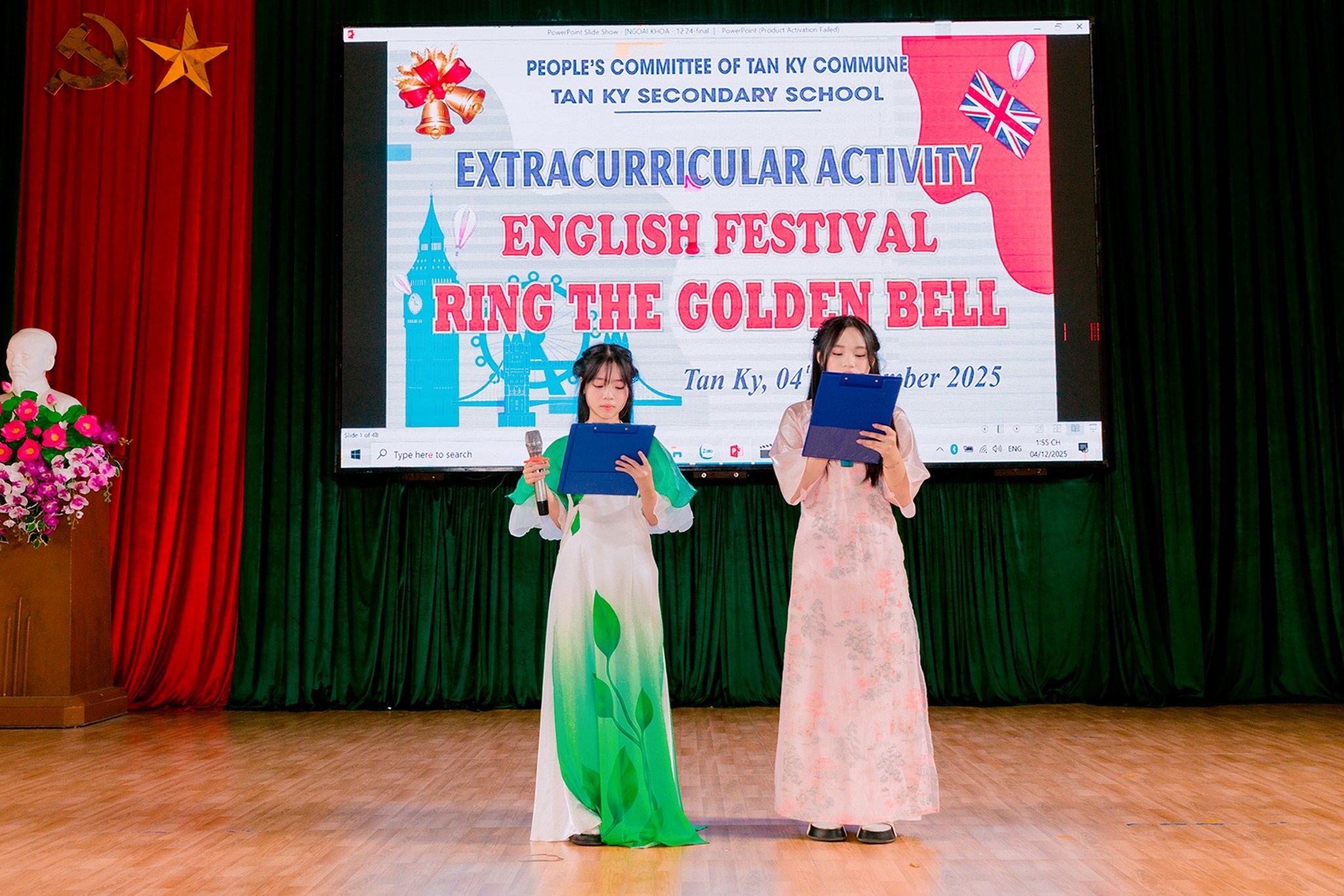 Trường THCS Tân Kỳ tổ chức ngoại khóa tiếng Anh với chủ đề "RING THE GOLDEN BELL” chào mừng ngày thành lập QĐNDVN