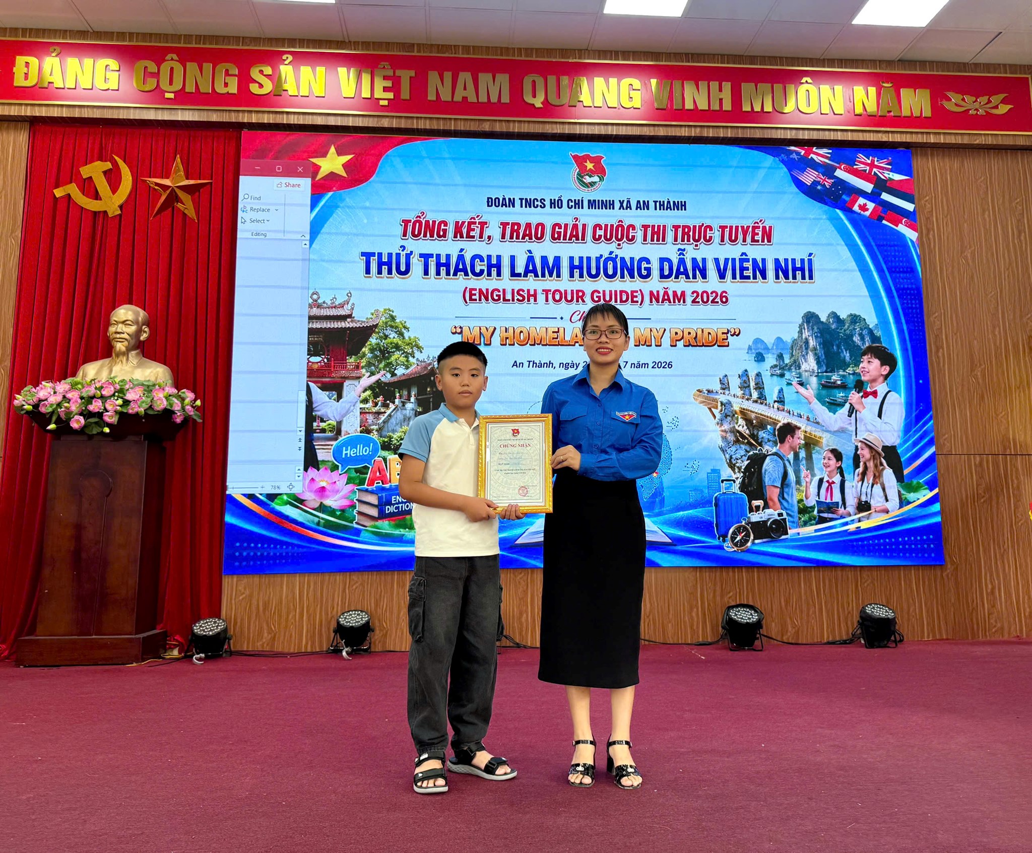 AN THÀNH: TỔNG KẾT, TRAO GIẢI CUỘC THI TRỰC TUYẾN “THỬ THÁCH LÀM HƯỚNG DẪN VIÊN NHÍ” (ENGLISH TOUR GUIDE) NĂM 2026