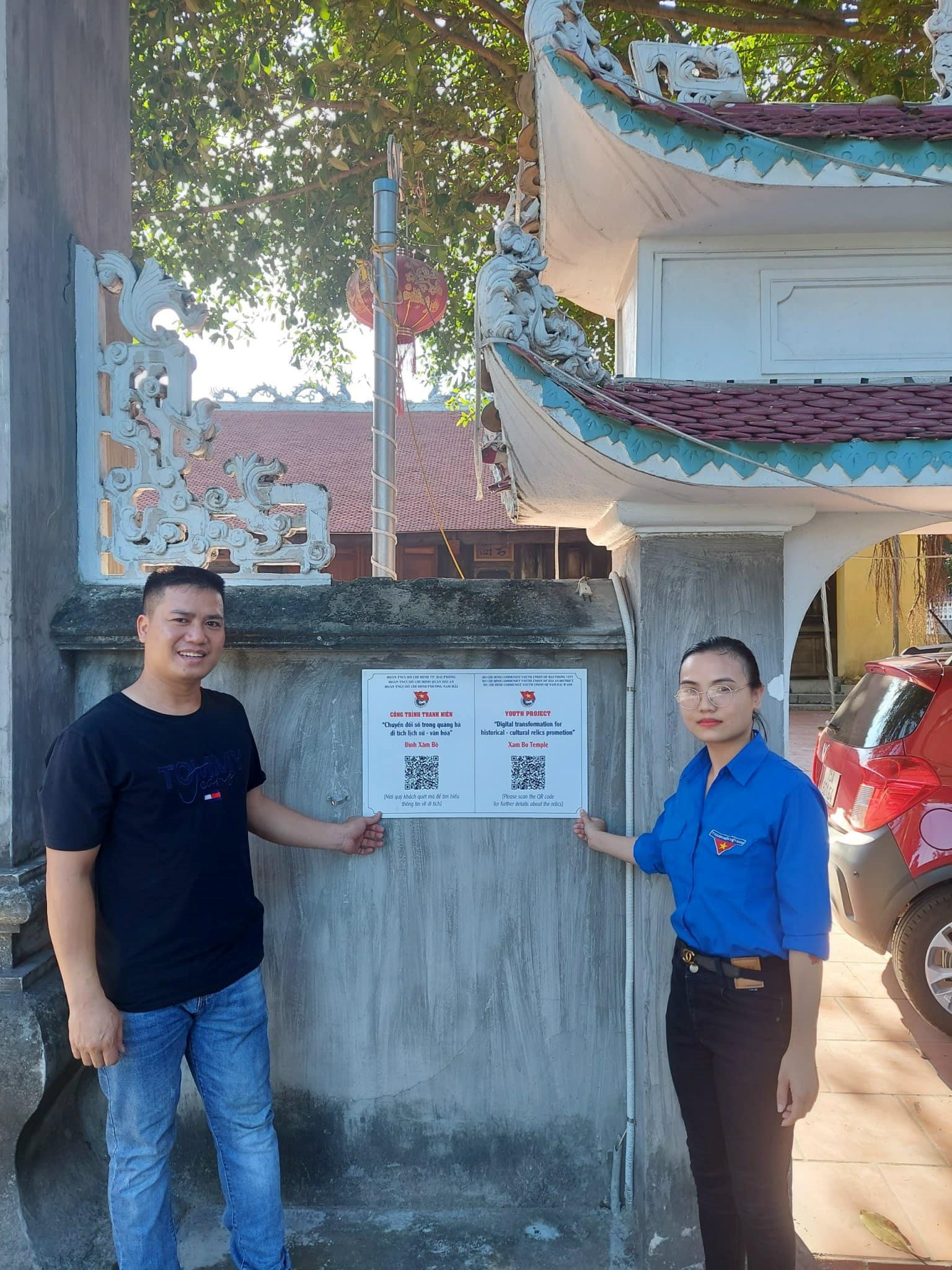 Phường Nam Hải thực hiện gắn mã QR code tại di tích Đình Xâm Bồ - tổ dân phố số 3