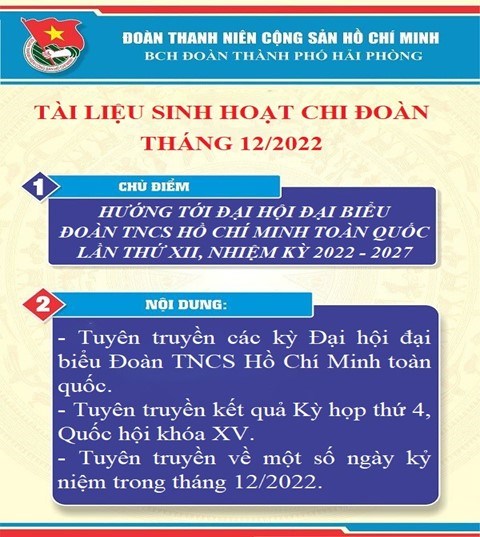 Tài liệu sinh hoạt chi đoàn tháng 12/2022